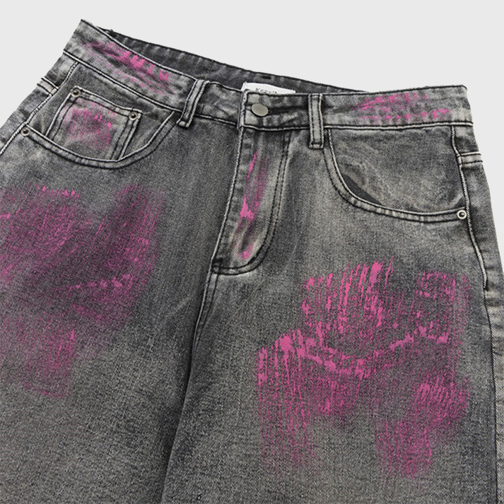 Graffiti Airbrushed Washed Jeans