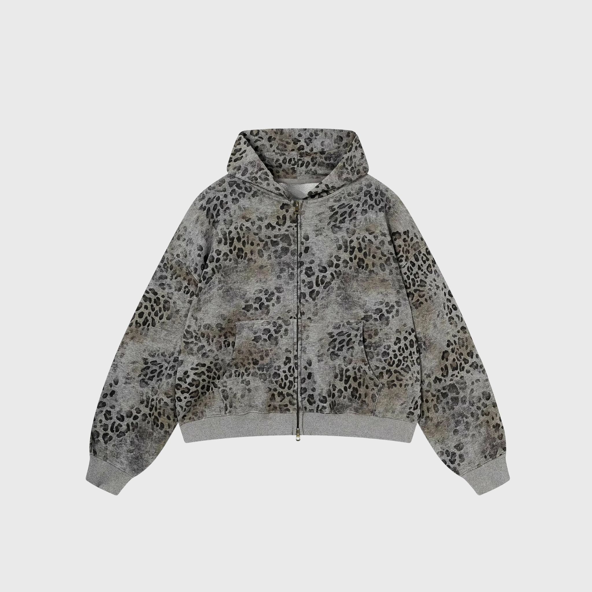 LEOPARD ZIP HOODIE
